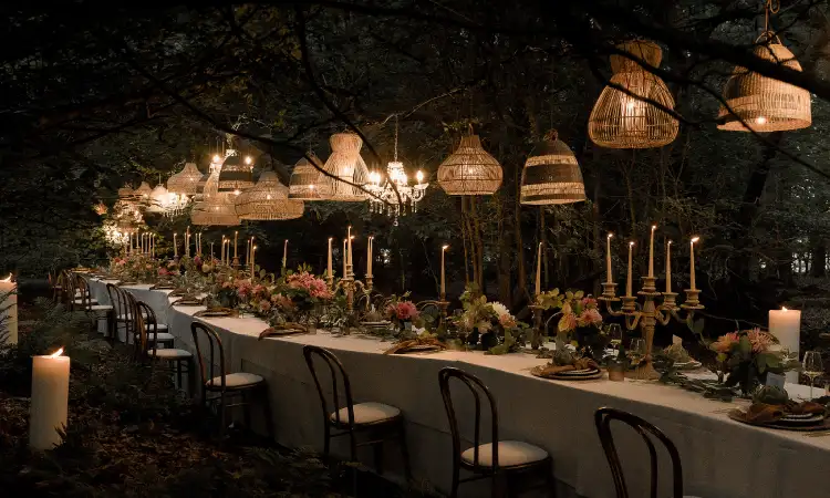 Dekorasi pernikahan malam hari romantis, Sumber: lovemydress.net