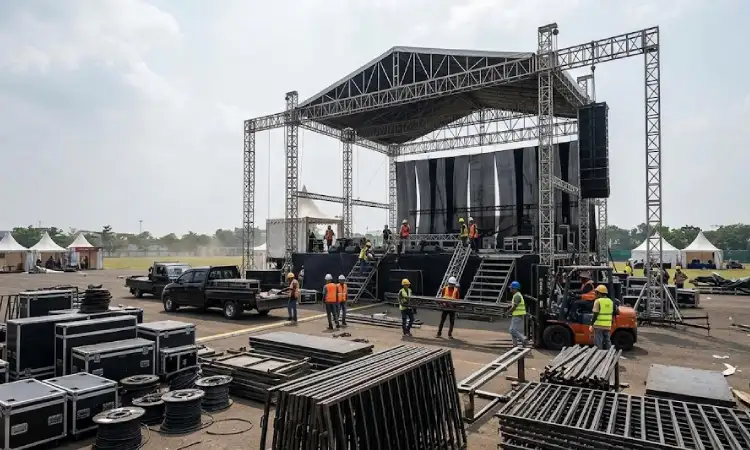 Pembongkaran panggung acara, Sumber: AI